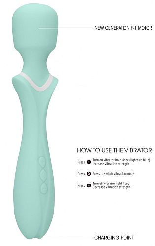 Зелёный вибромассажёр-жезл Shots Media BV Jiggle OV021GRN