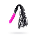 Розовый вибратор с чёрной полиуретановой плёткой ToyFa 901407-9 (16 см)