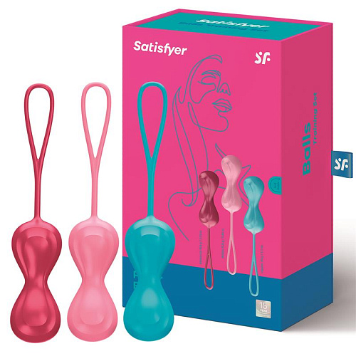 Набор из трёх двойных разноцветных вагинальных шариков Satisfyer Balls J01511