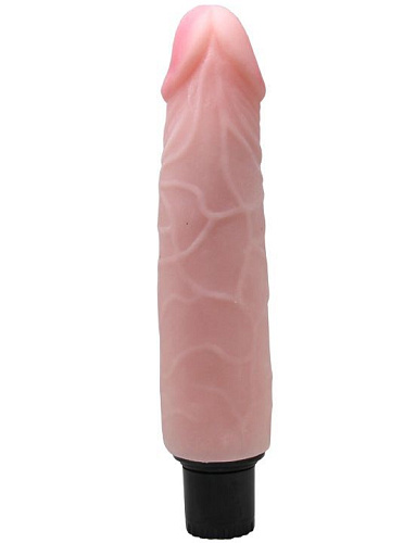 Телесный вибратор с розовой головкой из ультраскин Eroticon 30307 (20 см)