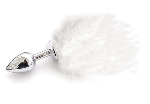 Металлическая пробка с белым хвостиком 4sexdreaM 47157 (11 см)