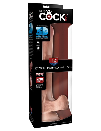 Телесный фаллоимитатор на присоске Pipedream 12 Triple Density Cock with Balls PD5723-21 (33 см)