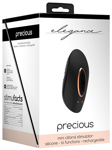 Чёрный клиторальный стимулятор Shots Media BV Precious ELE010BLK (6,4 см)