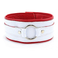 Бело-красный кожаный ошейник БДСМ арсенал 55046