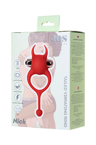 Красное виброкольцо с хвостиком JOS NICK 782021
