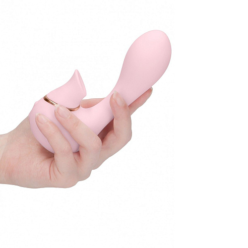 Розовый вакуум-волновой массажёр с двойной стимуляцией Irresistible Mythical IRR004PNK