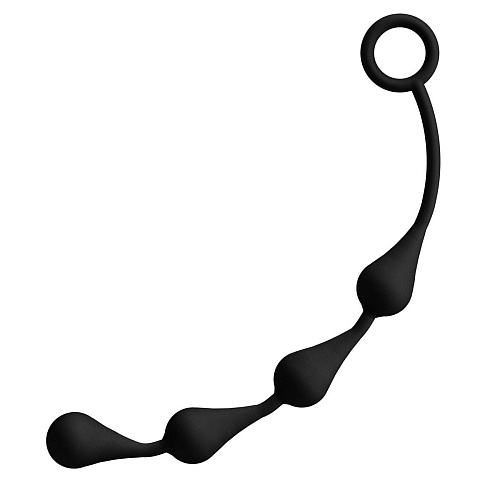 Чёрная анальная цепочка из 4 капелек Сумерки богов 3650-05 BX DD (25 см)