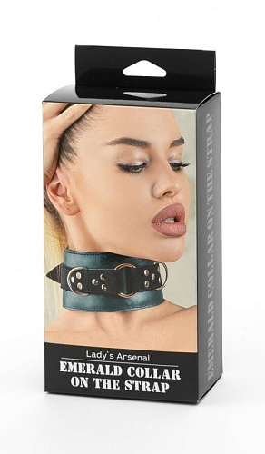 Изумрудный широкий ошейник с замшевыми вставками БДСМ арсенал Ladys Arsenal 67029ars