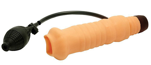 Вибромастурбатор с грушей и вибратором телесного цвета Seven Creations 05-224-BX