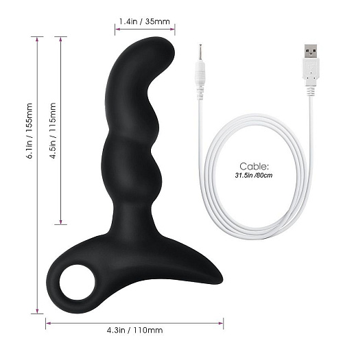 Чёрный силиконовый анальный вибромассажер-ёлочка Erokay EK-2507