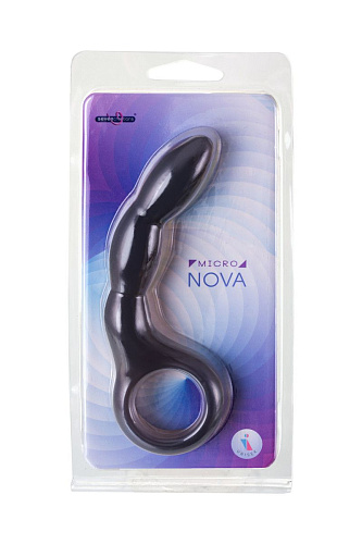 Изогнутый анальный стимулятор с ручкой-кольцом Seven Creations Micro NOVA 2618-02SMK (13,5 см)