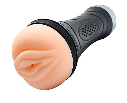 Мастурбатор телесно-чёрного цвета в колбе Xise XS-MA70001-E