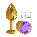 Золотистая анальная втулка с фиолетовым кристаллом Сумерки богов 510-08 purple-DD (7 см)