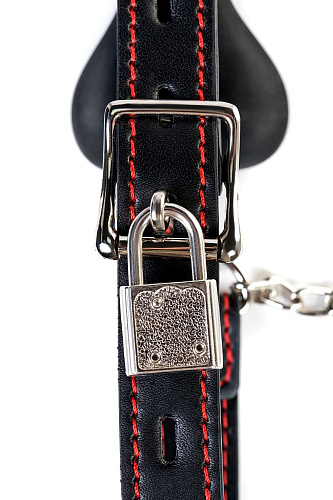 Чёрный кляп-трензель в виде косточки с зажимами для сосков ToyFa Theatre 708026