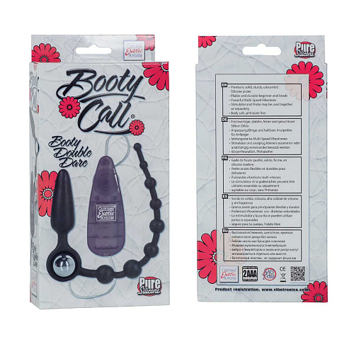 Чёрная двойная анальная вибропробка-цепочка California Exotic Novelties Booty Call Booty Double Dare SE-0395-30-3