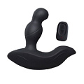Чёрный стимулятор простаты с вращающейся головкой и с пультом ДУ Levett Louis 16042