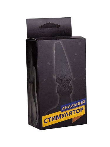 Изогнутая чёрная анальная пробка в чёрной коробке Сумерки богов №1 650-01 BX DD (10 см)