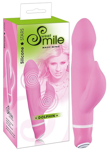 Розовый вибратор с клиторальным отростком Orion Smile Dolphin 0577952 (16 см)