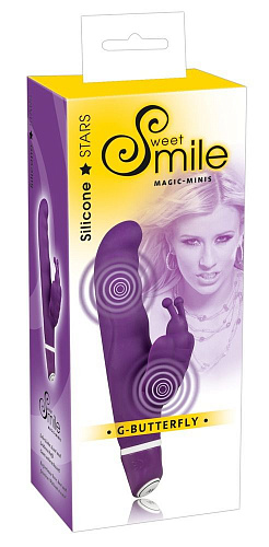Фиолетовый вибростимулятор G-точки с клиторальной бабочкой Orion Smile G-Butterfly Vibrator 0575925 (15,5 см)