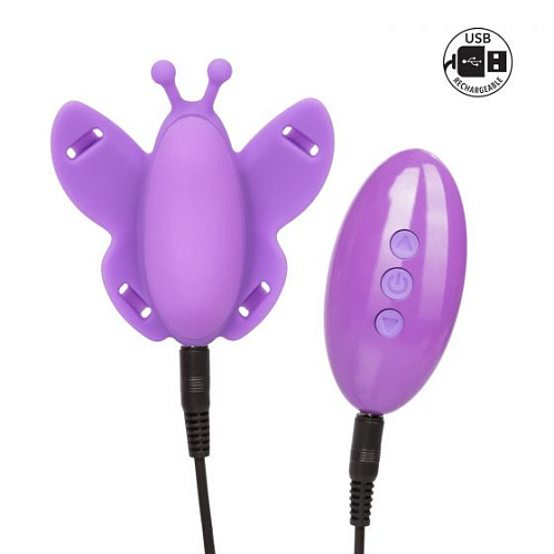 Фиолетовая вибробабочка на ремешках California Exotic Novelties Silicone Remote Venus Butterfly SE-0582-55-3