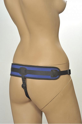 Сине-чёрные трусики с плугом Kanikule Strap-on Harness Anatomic Thong KL-850501