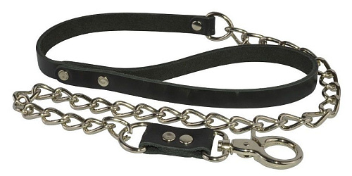 Чёрный массивный поводок-цепочка для ошейника Sitabella 3172-1