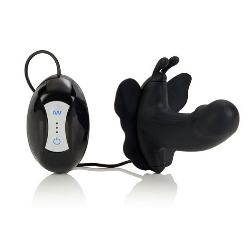 Силиконовый чёрный вибратор-бабочка California Exotic Novelties LOVE RIDER SE-0582-15-3