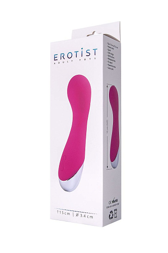 Розовый перезаряжаемый вибратор с крупной головкой Erotist 541009 (15 см)