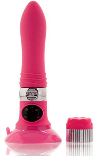 Розовый водонепроницаемый вибратор на присоске со сменной панелью управления Sexus Funny Five 931009-3 (19 см)