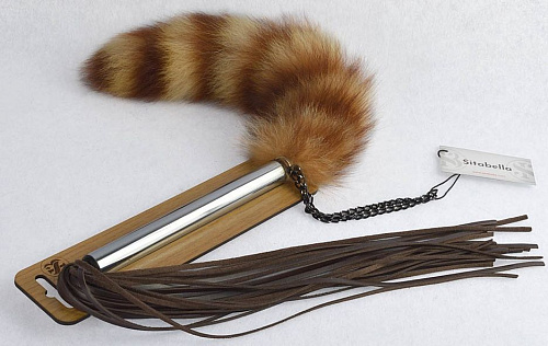 Плеть-щекоталка с натуральным пушистым хвостиком Sitabella 4214