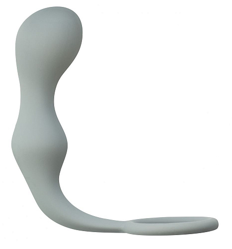 Серое эрекционное кольцо с анальной пробкой Lola toys Double Pleasure Anal Plug 4217-02Lola