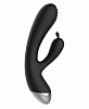 Чёрный вибратор с электростимуляцией Shots Media BV E-Stimulation Rabbit Vibrator ELC001BLK (19 см)