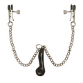 Серебристые клипсы для сосков, соединенные цепочкой с грузиком Pipedream Heavyweight Nipple Clamps PD3615-23