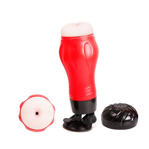 Чёрно-красный мастурбатор-анус с вибрацией и голосовым сопровождением Baile Crazy Bull FLORA  BM-00900T47S-1