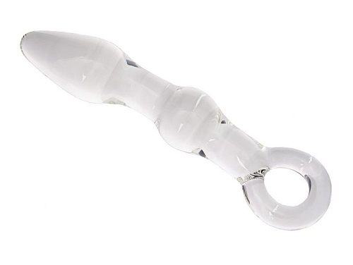 Стеклянная анальная втулка с ручкой-кольцом Sexus 912189 (14 см)