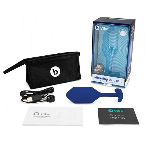 Синяя пробка для ношения с вибрацией b-Vibe Snug Plug 4 BV-015-NAV (14 см)