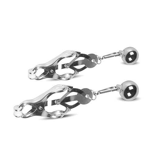 Серебристые зажимы на соски EDC Wholesale Easytoys TJapanese Clover Clamps With Weights ET629SIL