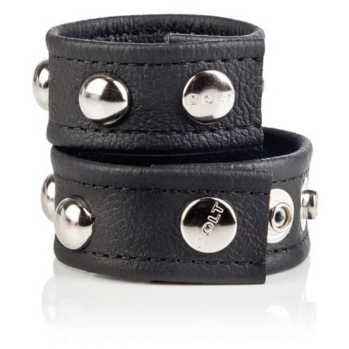 Чёрная кожаная утяжка на пенис и мошонку California Exotic Novelties COLT Leather Strap Domed With Ball Strap SE-6843-60-2