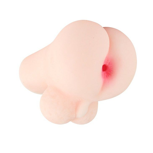 Анус-мастурбатор с мошонкой и вибрацией телесного цвета Baile BM-009151