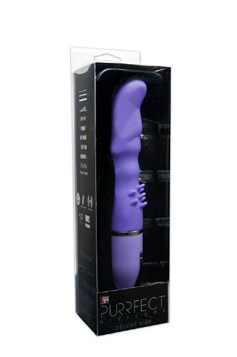 Фиолетовый вибратор с шипиками в основании Dream Toys PURRFECT SILICONE DELUXE VIBE 21090 (15 см)