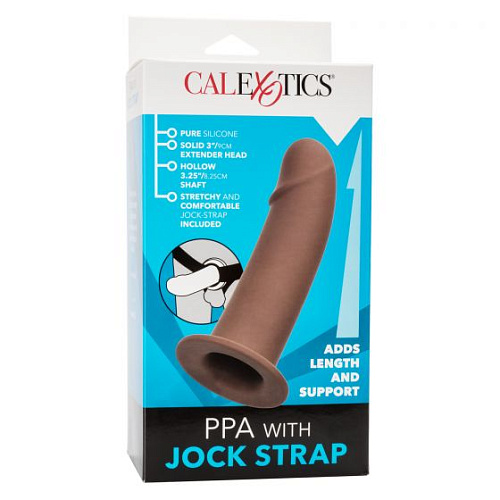 Коричневый фаллопротез на трусиках-джоках California Exotic Novelties PPA With Jock Strap SE-1630-10-3