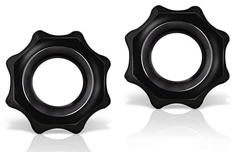 Набор из 2 фигурных эрекционных колец в чёрном цвете Blush Novelties Stay Hard Nutz BL-09995