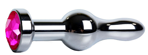 Серебристая каплевидная анальная пробка с розовым кристаллом Vandersex 168-P1 (10,5 см)