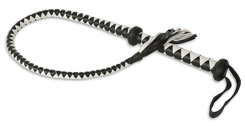 Чёрно-белый кнут их кожзама Пикантные штучки DP493 (125 см)