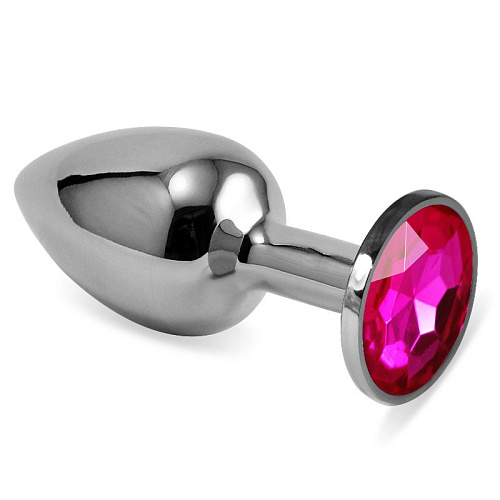 Серебристая анальная пробка с рубиновым кристаллом Lovetoy RO-SS02 (7,6 см)