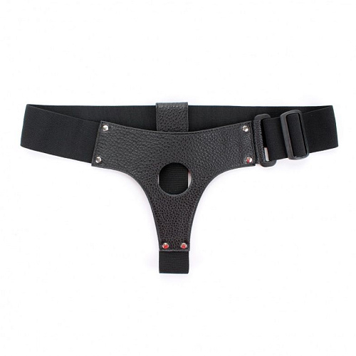 Чёрные трусики для страпона из натуральной кожи БДСМ арсенал 52001ars