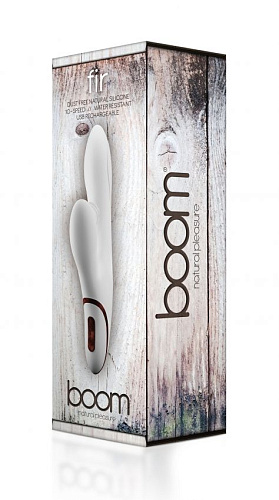 Белый вибратор с клиторальной щёточкой Shots Media BV BOOM Fir BOOM014WHT