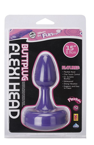 Вибромассажёр фиолетовый для анальной стимуляции NMC FLEXI HEAD 10 FUNCTION BUTT PLUG 111573 (8,9 см)