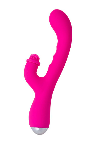 Розовый силиконовый вибратор с клиторальным стимулятором Nalone Idol CS-BO05 (22,4 см)