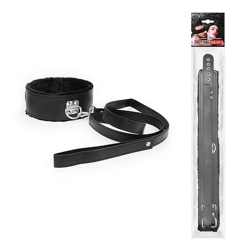 Чёрный ошейник на поводке с ручкой-петлей Bior toys NTB-80551